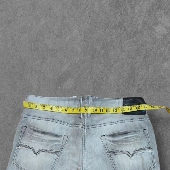 Y2K  Guess Premium Gray Light Wash Marshal Straight Leg Button Fly Jeans 33w - Picture 5 of 8